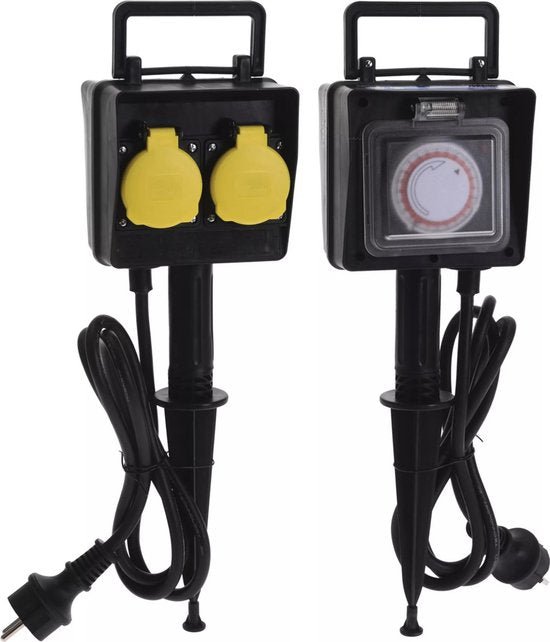 Premium Outdoor Garden Socket with 2 Outlets & Built - in Timer Waterproof Power Supply for Garden & Terrace - Afanaya